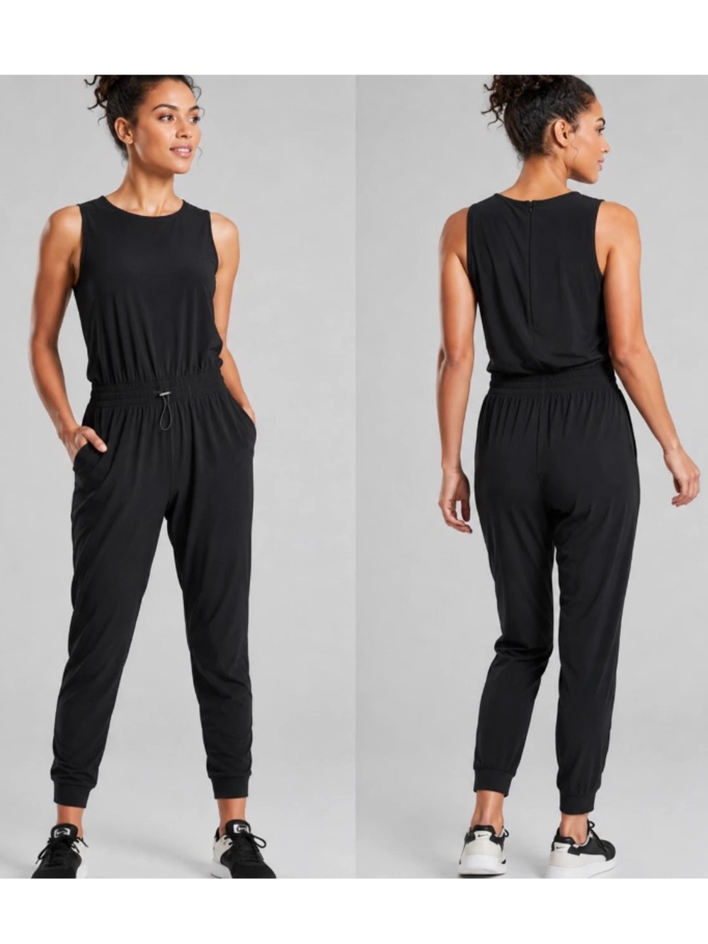 Athleta Hillside Romper Jumpsuit Plus Size 16 Black Sleeveless Pants Travel